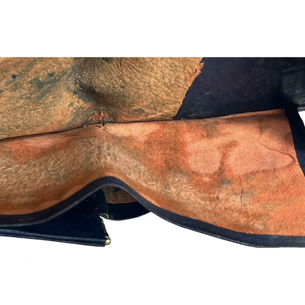 Vintage Blue Handmade Hand-Tooled Embossed Moroccan Leather Wallet Coin‎ Holder